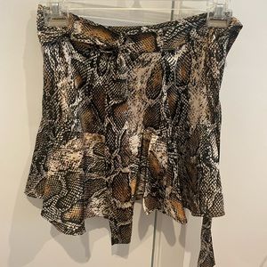 Zara Snakeskin Print Skirt with Tie belt